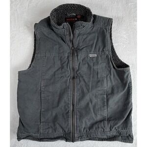 Wolverine‎ Vest Mens Medium Gray Sherpa Lined Work Zip Front Canvas Insulated